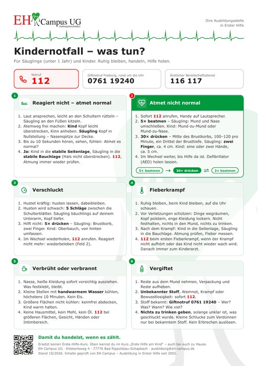 Kindernotfall-Poster von EH Campus